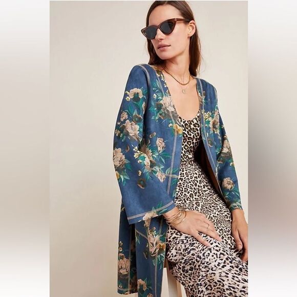 Anthropologie Monarc Emilie Sueded Duster Kimono Jacket M - Picture 1 of 11